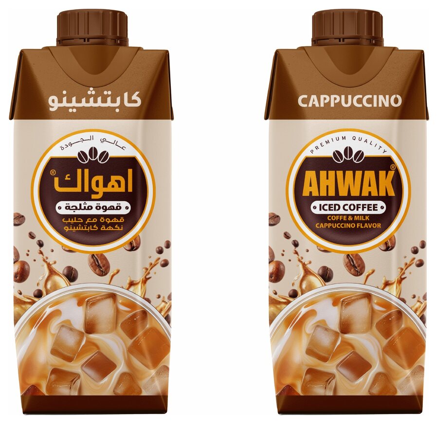 عبوة اهواك قهوة مثلجة نكهة كابتشينو بالعربية والإنجليزية