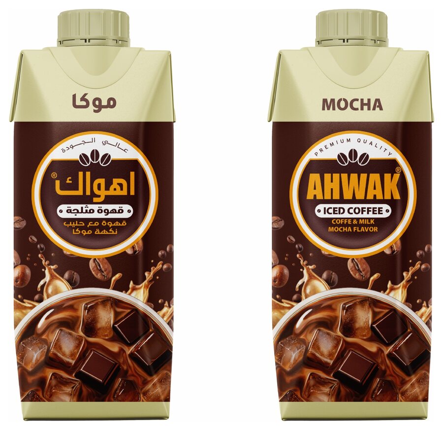 عبوة اهواك قهوة مثلجة نكهة موكا بالعربية والإنجليزية